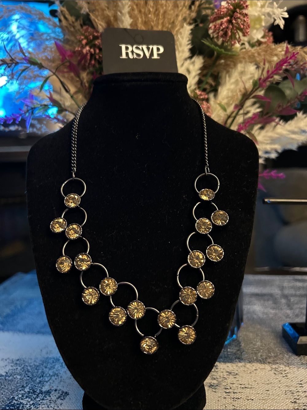 RSVP Gold-Tone Crystal Linked Circle Necklace